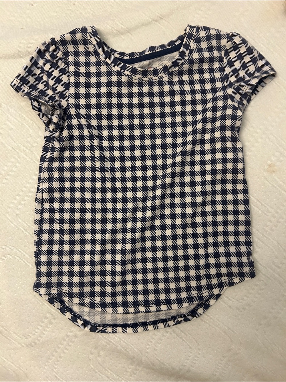 Cat & Jack Navy and White Gingham Short Sleeve Tee